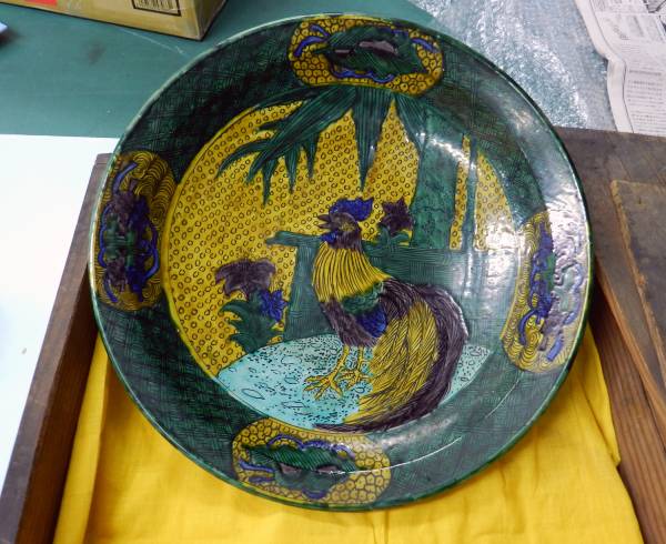 古い青手古九谷の皿