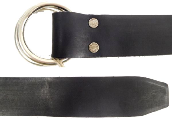 新品伊製 BUTERRO ブッテロ ダブルリング 牛革 レザー ベルト 黒