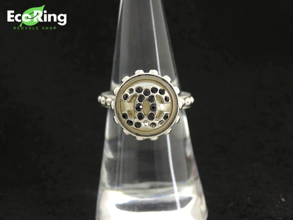 1円 シャネル ココマーク デザイン リング シルバーカラー ES684