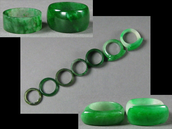 【古玄社】時代　翡翠造／指輪七点　OS776