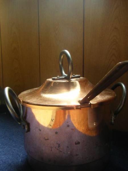 北欧スウェーデン☆アンティーク 銅製　両手鍋　おたま付