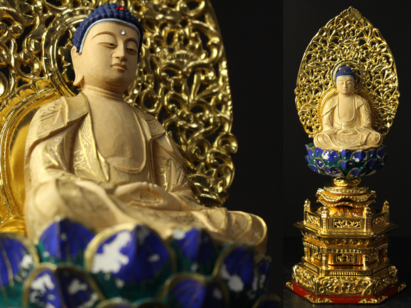 典】彩色 木彫 大日如来坐像 仏像 特上彫◇大日如来像 真言宗東密仏像