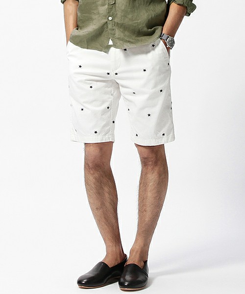 2016SS 完売 BEAMS エンブロイダリー チノショーツ ホワイト S