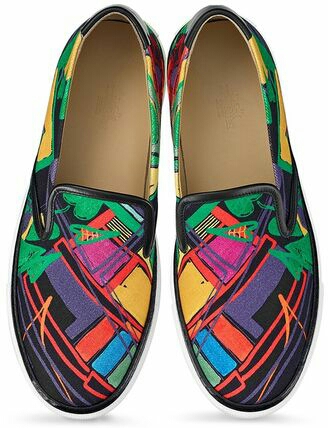 即決新品レア！エルメスkickスリッポンスニーカーモカシン38カラフル黒ベース男女ユニセックス