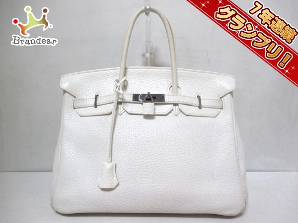 エルメス ハンドバッグ バーキン35 白 ルテニウム金具 HERMES