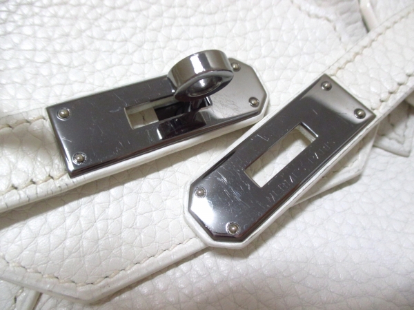 エルメス ハンドバッグ バーキン35 白 ルテニウム金具 HERMES