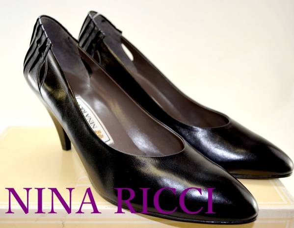 未使用【NINA RICCI】 ニナリッチ レザーパンプス 黒 36 1/2 ◎