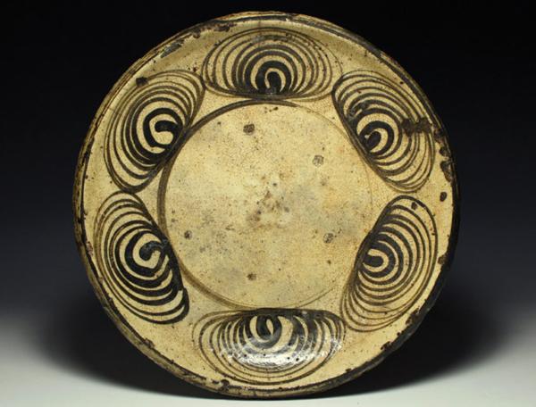 【侍】江戸時代 絵瀬戸 馬の目皿 石皿 ｋ338