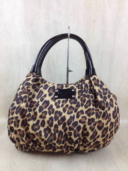 kate spade new york◆ハンドバッグ/BRW/ナイロン/レオパード