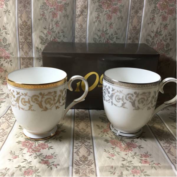 新品★ノリタケ 金彩 銀彩 マグカップ ペア 100th ロゴ入り