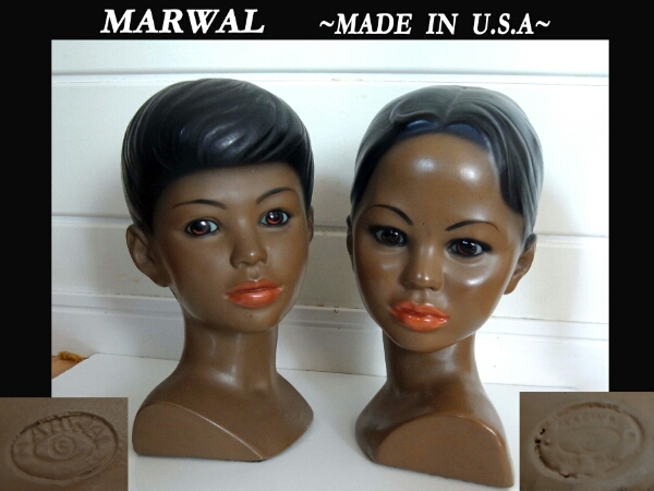 MARWAL（マーワル）？　フラヘッド /フラガール/チョークウェア/ハワイ 50sビンテージMarwalハワイGirl & BoyフラヘッドChalkware☆surf 雑貨