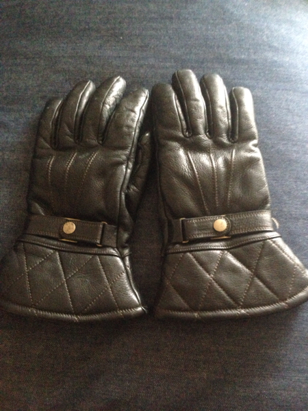 美品 POWWOW/バイカー仕様レザーグローブガントレットショートL