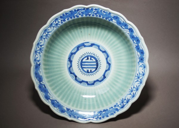 古伊万里 青磁 輪花鎬 大平鉢 №95 古伊万里青磁の輪花鉢 古伊万里青磁