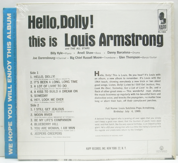 w/shrink 美品 MONO KAPP Orig. LOUIS ARMSTRONG Hello Dolly_2