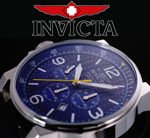 1円~3本激レア米国INVICTA/I FORCE美しすぎるブルー文字盤クロノ