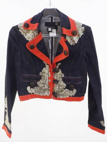 美品 ジャストカヴァリ デニム ジャケット インディゴ 40 *49422