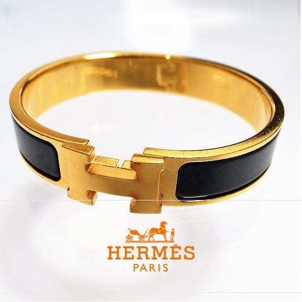HERMES エルメス クリッククラック バングル ゴールド×ブラック 