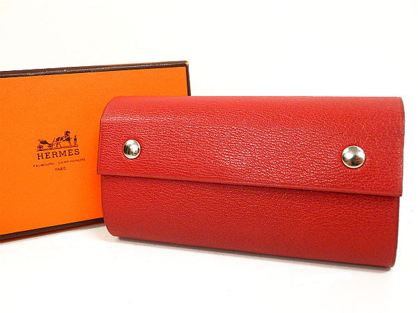 JV1 HERMES カイエ ルーレ レザーメモ帳カバー ロールノート 赤 箱付