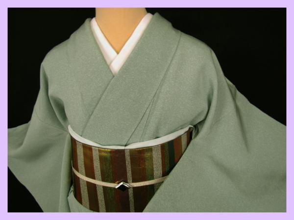 ◆衣紋屋◆2081 加賀染 色無地着物 一つ紋付 正絹 水浅葱 *****