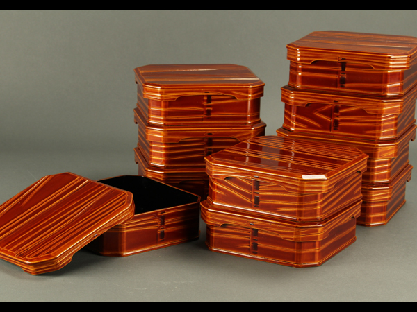 【琴》茶懐石道具 飛騨春慶塗弁当箱十客 ZA494