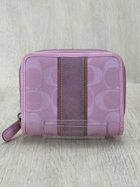 COACH◆2つ折り財布/PNK/キャンバス/総柄