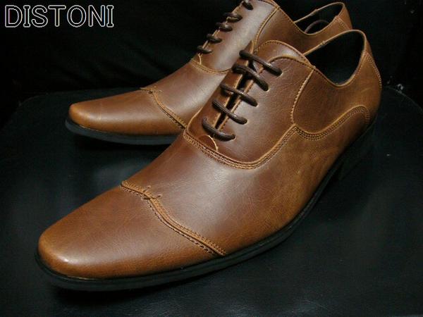 新品メンズ靴●DISTONI ストレートチップ●8801茶26.5㎝