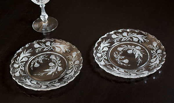 レア！フォストリアグラスヘザーエッチングサラダプレート２枚