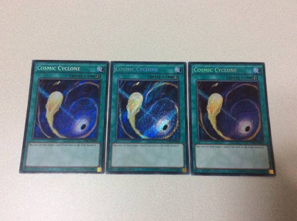 遊戯王 EU版 英語 コズミック・サイクロン 1stシークレット×3枚