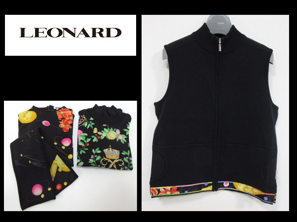 a36◆LEONARD SPORT 長袖ニット・ニットベスト 3点◆レオナール