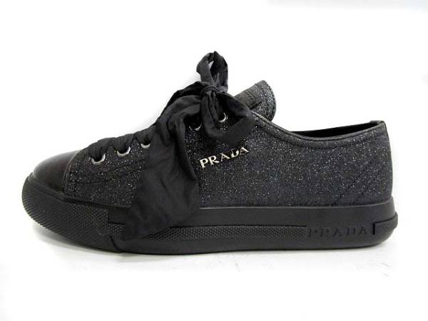 プラダ PRADA グリッター スニーカー ラメ 3E 5581 36 黒