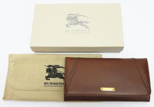 ☆【未使用】BURBERRY バーバリー レザー 長財布 茶☆/H 長財布