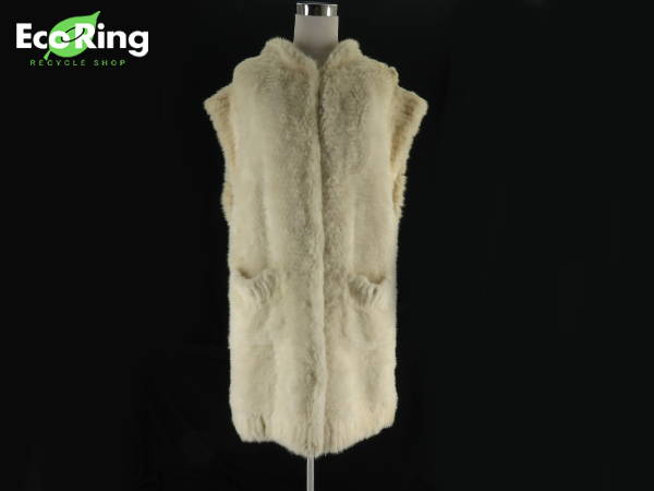 1円 sabatierミンク毛皮ノースリーブ ファー コート40 白 AE866