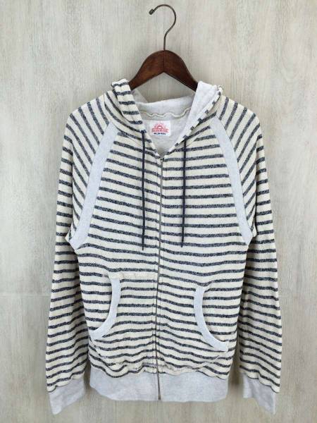 melple◆ジップパーカー/M/コットン/IVY/ボーダー