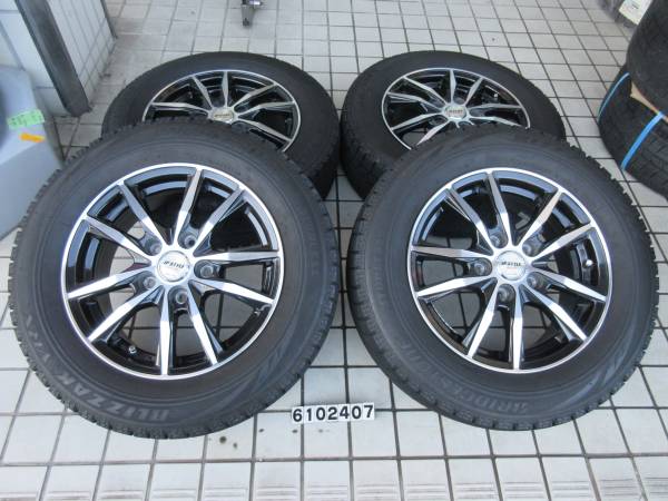 195/65R15BS VRX冬6J5穴PCD114.3ブラポリ4本☆美品☆ナット