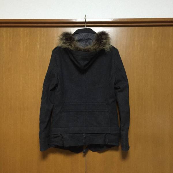 【くろ 】PPFM ナポレオンジャケット L ギミック ラクーンファー付き ☆PPFM ペイトンプレイス ラクーンファー ナポレオンコート☆ くろ
