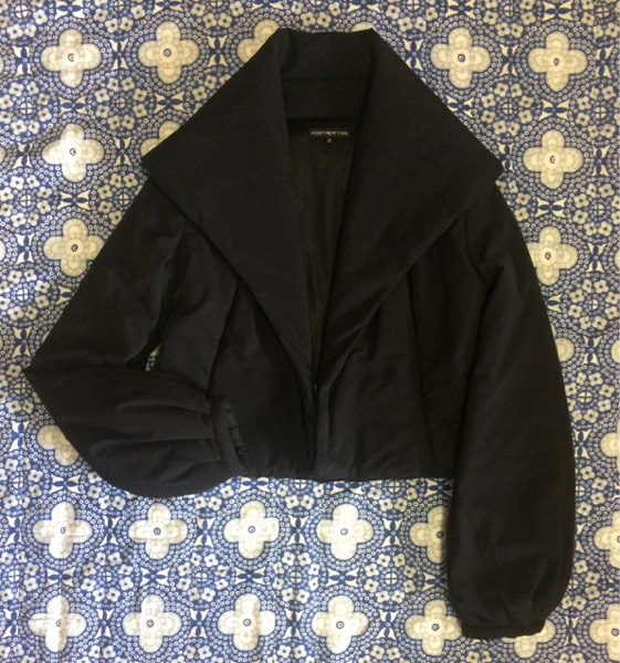 FOXEY NEWYORK 黒 ショート ジャケット中綿コートショールカラー