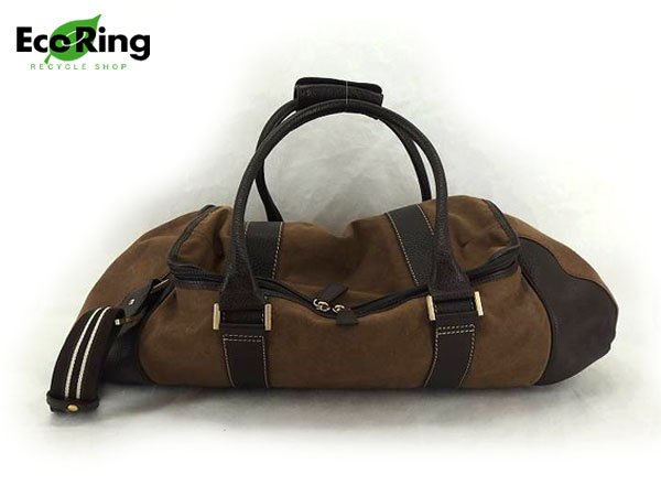 1円 ダンヒル 2way キャンバス×レザー ボストンバッグ 茶 BQ575