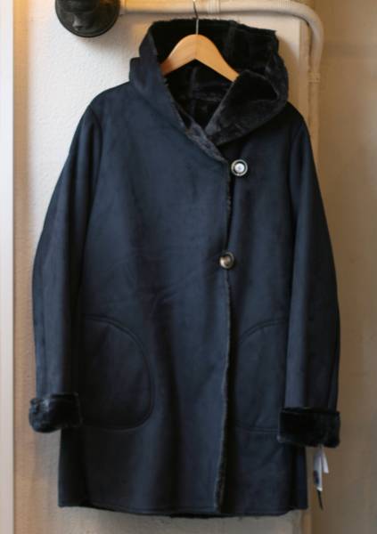 INCEDEフェイクムートン，コート，フード付，M紺，ビームスボーイ
