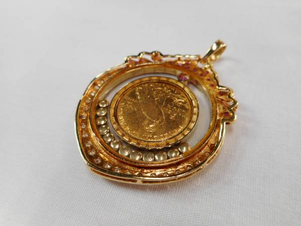 ☆K18ペンダントトップ 1915年インディアン2.5ドル金貨20.1g☆ 金貨