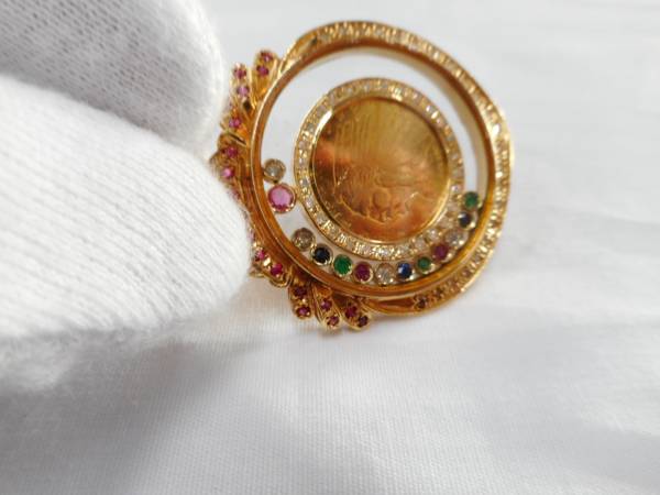 ☆K18ペンダントトップ 1915年インディアン2.5ドル金貨20.1g☆ 金貨