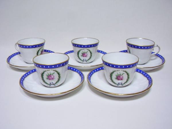 リチャードジノリ ベネチアンローズ カップ＆ソーサー 5客