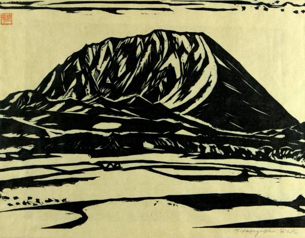 【櫻】長谷川富三郎（無弟）木版画 直筆サイン .kEY