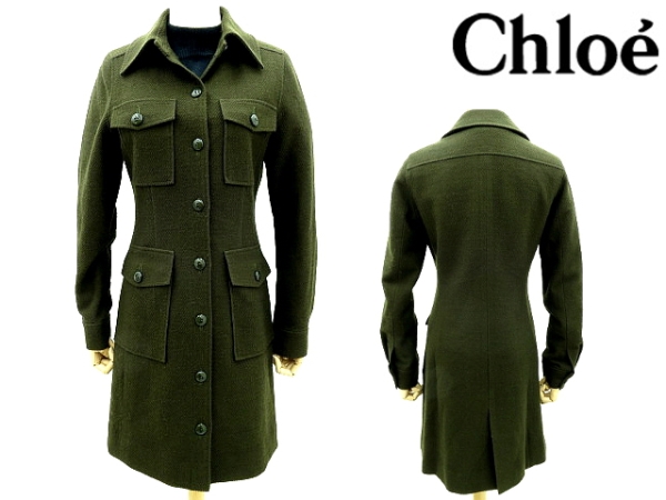 A1252☆超美品☆chloe クロエ☆かっこいいウールロングコート 40 Chloe