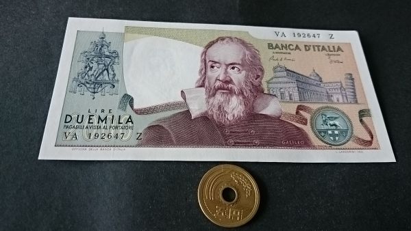 未使用　イタリア　科学者ガリレオ　2000リラ