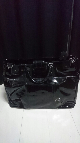 VINTERKS メンズ レザー エナメルバッグ 黒 ブラック 未使用品