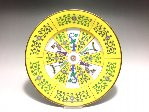 ∞ヘレンド シノワズリ 西安の黄 プレート 飾り皿 20cm HEREND1