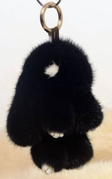 【2点以上で送料無料】うさぎ★最高級ミンクファーチャーム 黒
