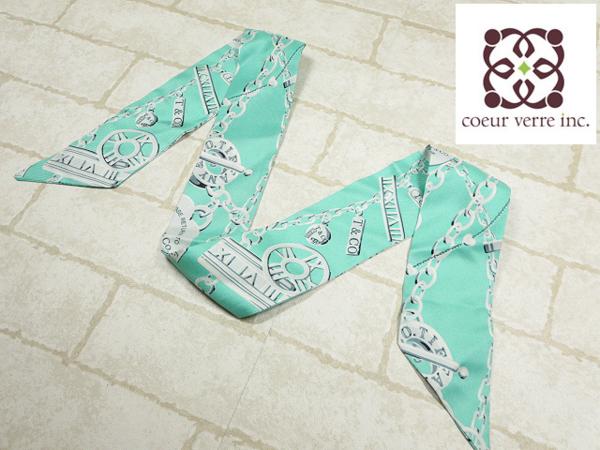 ティファニー スカーフ　ハンカチ　美品　新品水色 Tiffany & スカーフ ティファニー シルク シルクスカーフ