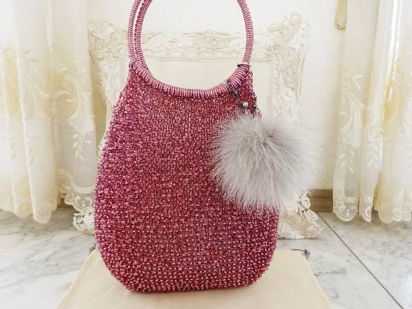 【美品】 ANTEPRIMA ラウンド 縦型 ワイヤーバッグ pink ピンク ☆アンテプリマ ワイヤーバッグ 縦型ラウンド ラメピンク☆ 激安