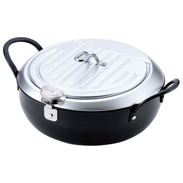 天ぷら鍋 鉄製蓋付 24cm 日本製 IH対応 TM-9090 F2843 燕三条いいもの小路 鉄製蓋付天ぷら鍋 24cm TM-9090 日本製 | 鍋